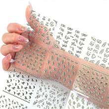 30 pieces of golden nail stickers, 3D nail art supplies, metal nail stickers, stars, moon hearts, butterflies, sparkling nail art designs, self-adhesi