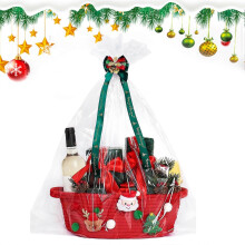 Christmas Basket for Present | Decorative Red Hamper Box Gift for Families College Women | Treats for Holiday Celebration