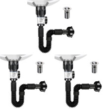 3X Kit de Vidange D'Évier de Salle de Bain avec Tuyau de Vidange D'Évier Flexible et Extensible en P, Tuyau de Vidange D'Évier Anti-Odeur