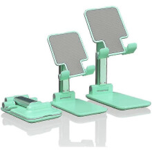 Desktop Portable Phone Holder, Adjustable Folding Tablet Computer Holder, Desktop And Bed Phone Holder, Compatible with All Smartphones (Green)