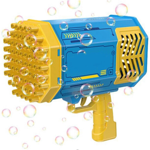 (Blue) Bubble Machine Gun, Diy Bubble Bazooka Machine 69 Holes Bubble Blower