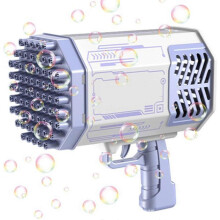 (Purple) Bubble Machine Gun, Diy Bubble Bazooka Machine 69 Holes Bubble Blower