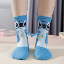 (1 pair A) Disney Stitch Magnet Hand In Hand Sock Cartoon Fun Fashion Soft Comfortable Creative Adults children Christmas stocking toy gift