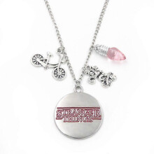 (B) Stranger Things 4 Theme Necklace Flower 26 Letters Retro Pendant Halloween Best Gift for Kids and Friends