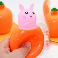 (1PC Pink) Squeeze Toys Carrot Rabbit Fidget Toys Pop Up Squishy Rabbit in Carrot Stress Relief for Kids Adult Novelty Toy Easter Gift