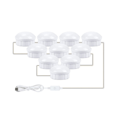 10 LED, luce frontale per specchio da bagno/bagno, con USB e regolazione a tre colori. 1