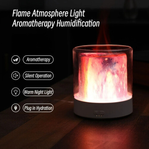 Colorful Light Flame Aromatherapy Humidifier Home Ambient Light Desktop Fragrance Diffuser(White) 1