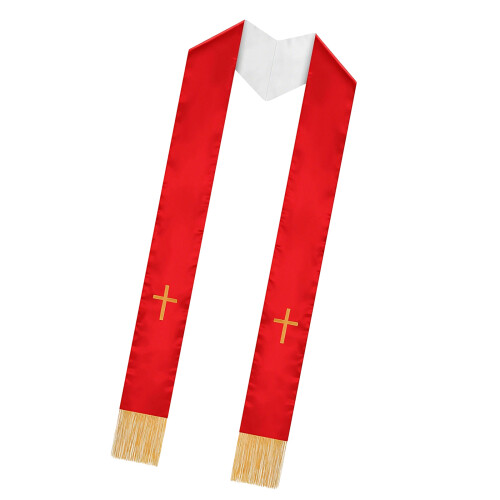 2pcs Double Side Reversible Minister Stole with-Red White L