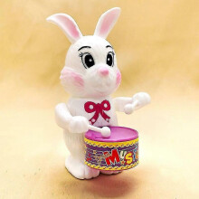 PXCL happy Bunny Drummer Retro Clockwork Tin Toy for Kids, 12cm