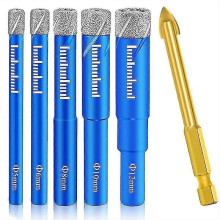 5pcs Round Handle Dry Vacuum Drill with 1pcs Hex Tile Drill Bits