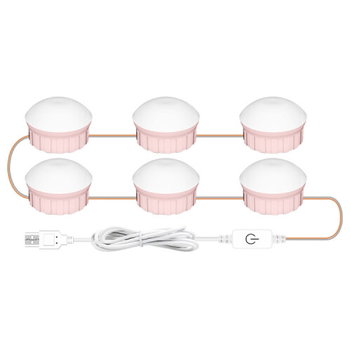 6 LEDs Cosmetic Room Bathroom Mirror Front Light USB Three-Color Dimming Light 1