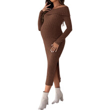 Easy Care Wrinkle Resistant Polyester Maternity-dark brown S