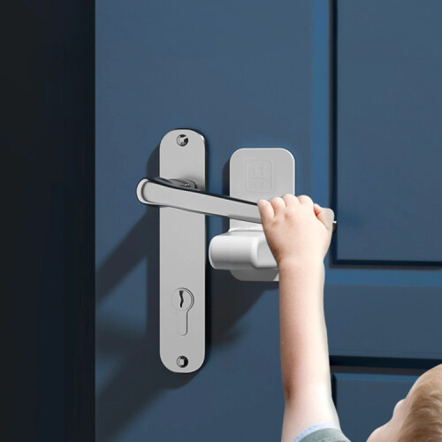 Children Safe Lock Door Handle Fixed Anti-Opening Lock(White) 1