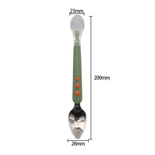 Multifunctional double-headed baby feeding spoon, baby tableware, fruit scraper (304 blue) 1