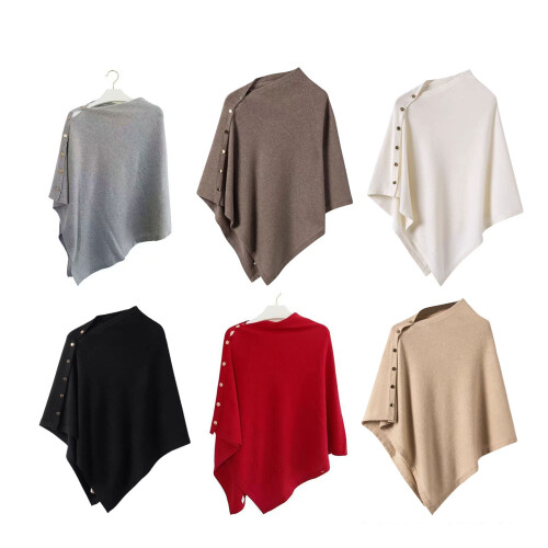 Women's Layering Essential Shawl Capes Diagonal Buckles-khaki 1