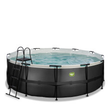 EXIT Black Leather zwembad ø427x122cm met zandfilterpomp - zwart