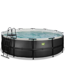 EXIT Black Leather zwembad ø488x122cm met zandfilterpomp - zwart