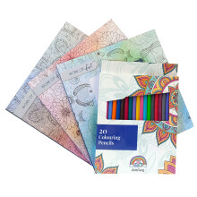Anilas Relax Set of 3 Floral, Animal and Pattern Themed Colouring Books With Pencils