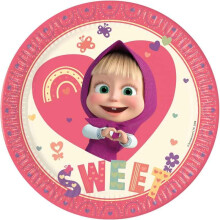 Masha Sweet Heart Paper Plates - 23cm (Pack of 8)