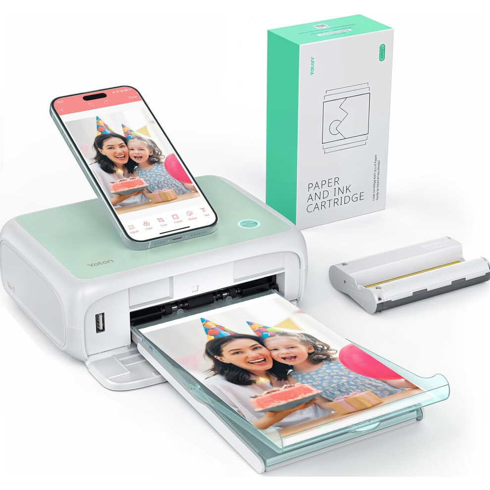 Yoton Photo Printer, Picture Printer With 54 Sheets Bundle (6"X4"), Support Ar Video Printing, Wi-Fi Connection, High-Definition Dye-Sublimation, 91559418