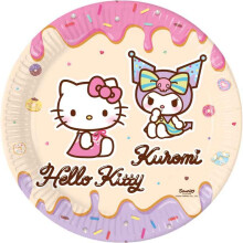 Hello Kitty & Kuromi 23cm Paper Plates Pack of 8 FSC Certified