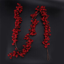 10pcs 5.9 Ft Red Berry Garland Artificial Burgundy Red Pip Christmas Garland for Fireplace Decorations Holiday Decor