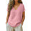 Women's Short Sleeve Blouse Lightweight Polyester Fabric-Pink L 1