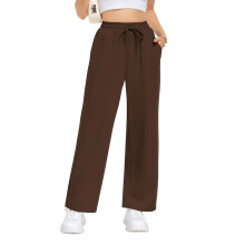 Womens Sweatpants Loose High Waist Wide Leg Lounge-Coffee L