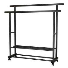 Sturdy Two Bar Garment Rack Modern Design Ideal For Small-Black