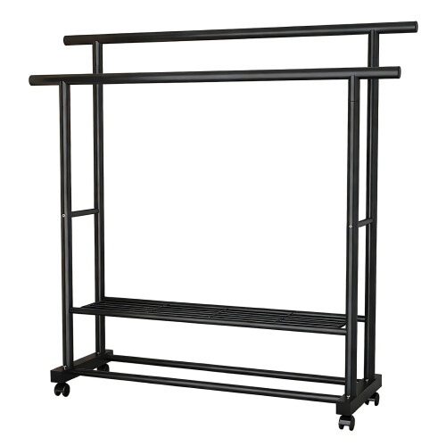 Sturdy Two Bar Garment Rack Modern Design Ideal For Small-Black