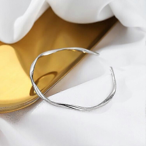Mobius Cuff Bangle Women Faceted Irregular Open Cuff Bangle Bracelet
