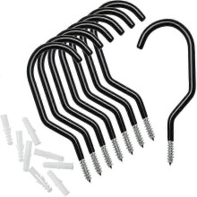 Heavy Duty Multifunctional Utility Storage Bike Hook Space Maximizer Wall Mount Bike Hanger, 8-pack, Black