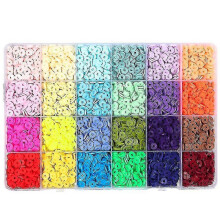 24 Grids Flat Round Polymer Clay Spacer Beads for Jewelry Making Bracelets Necklace Earring Diy Craft Kit