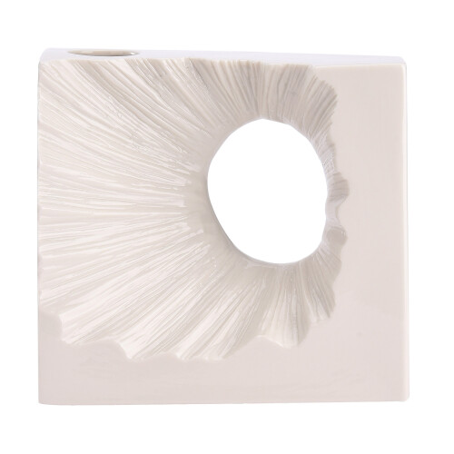 Moderne Keramikvase, weiß, minimalistisch, abstrakte Form