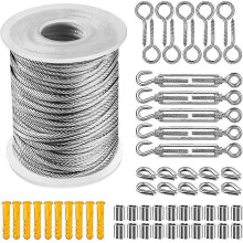 304 Stainless Steel Wire Rope Set, Rope Suspension Wire Rope, Tensioner with Wire Rope Pvc