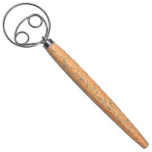 (Double circle) Danish Dough Whisk Stainless Steel Dutch Style Bread Dough Hand Mixer Wooden Kitchen Baking Tools O