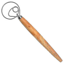 (single lap) Danish Dough Whisk Stainless Steel Dutch Style Bread Dough Hand Mixer Wooden Kitchen Baking Tools O