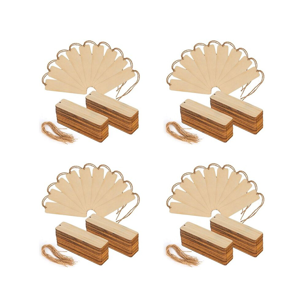 200 Pcs Wood Blank Bookmarks Unfinished Wooden Book Marks Hanging Tag With Holes And Ropes Diy Projects 4711262621310