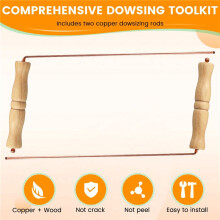 4X Kit de Tiges de Radiesthésie en Cuivre pour Outil de Divination - Poignées en Bois Naturel Tiges de Divination