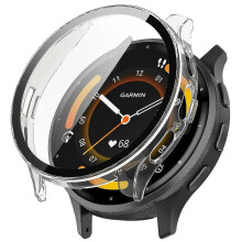 (Transparent, Garmin Venu 3) Garmin Venu 3 Scratch Resistant Watch Cover with Tempered Glass Screen Protector PC Case