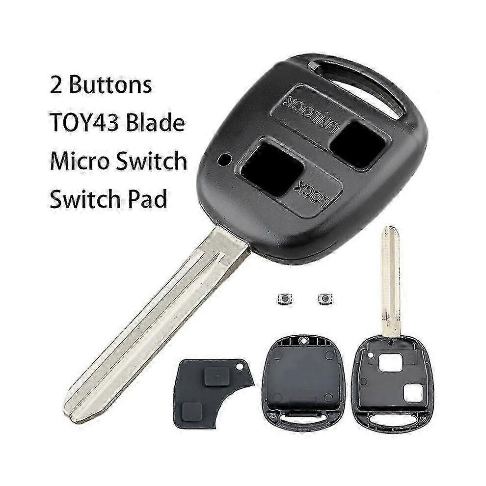 (2 Bt Toy43 2 Switch) Toyota 3-Button Remote Control Key, Compatible With Rav4, Yaris, Prado, Corolla, Land Cruiser, Previa, Tarago 7624176670053
