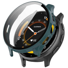 (Green, Garmin Venu 3) Garmin Venu 3 Scratch Resistant Watch Cover with Tempered Glass Screen Protector PC Case