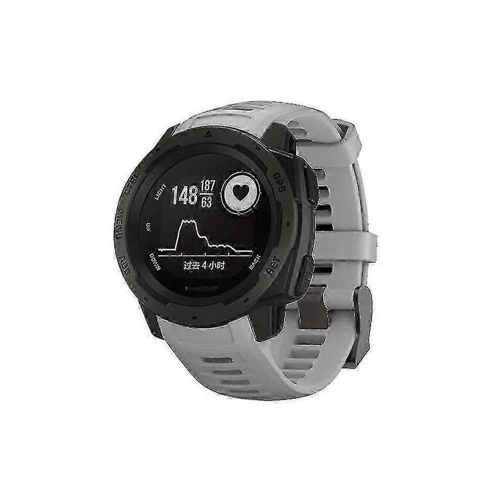 (Gray) Garmin Instinct 22Mm Quick Fit Silicone Watch Band For Sports Gray 7624176671401