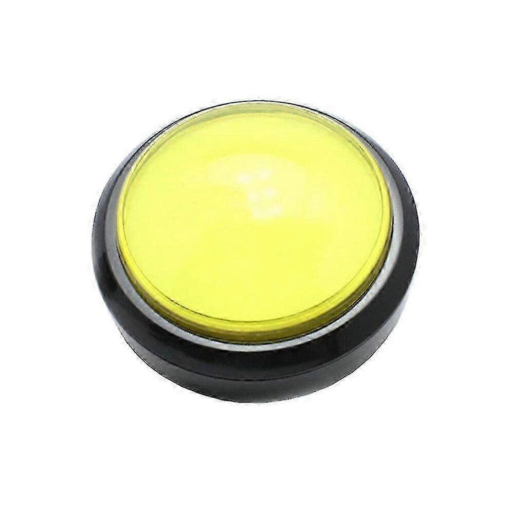 (Yellow) 100Mm Big Round Illuminated Push Button With Microswitch For Diy Arcade 7624176609961
