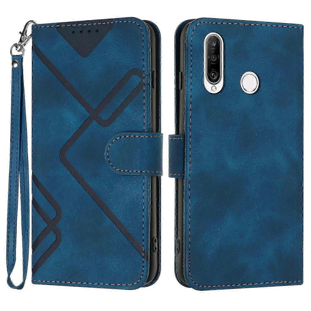 (Blue) Compatible Leather Magnetic Flip Wallet Case For Huawei P30 Lite Cover Blue 7624176673887