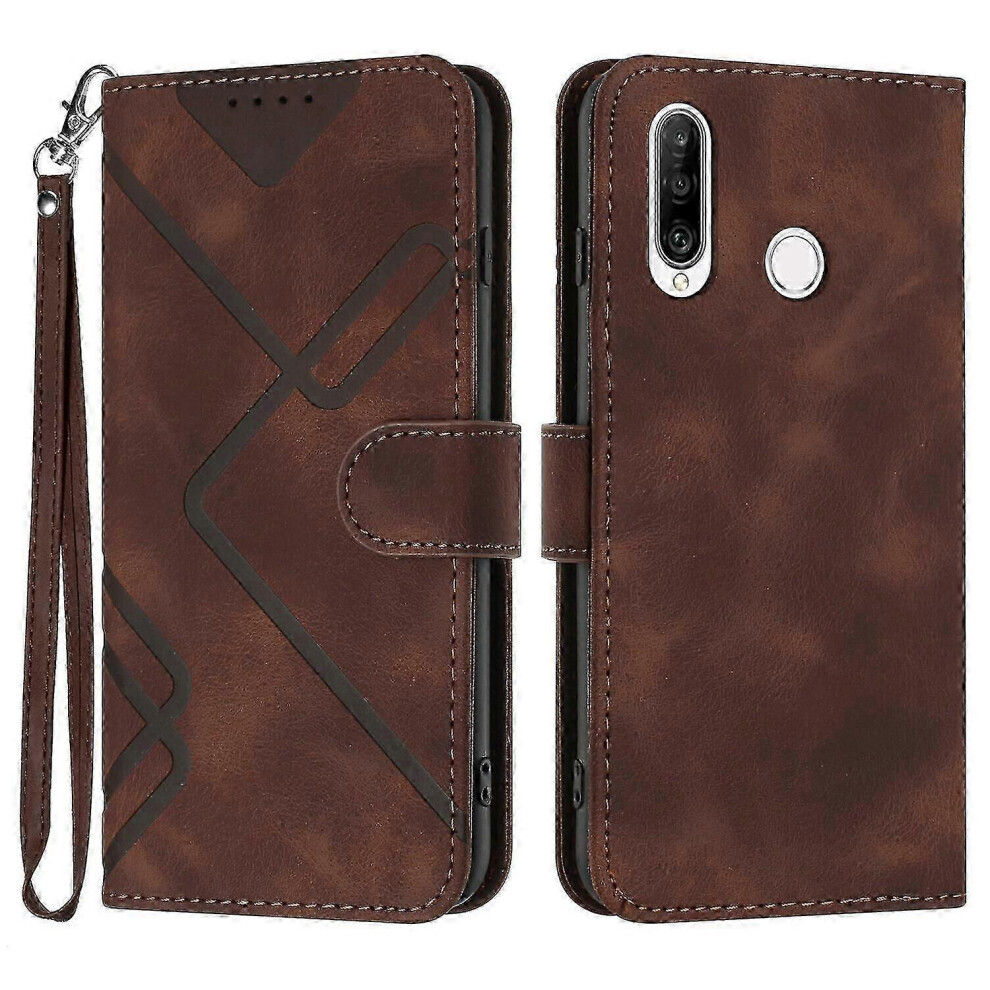(Brown) Compatible Leather Magnetic Flip Wallet Case For Huawei P30 Lite Cover Brown 7624176673894
