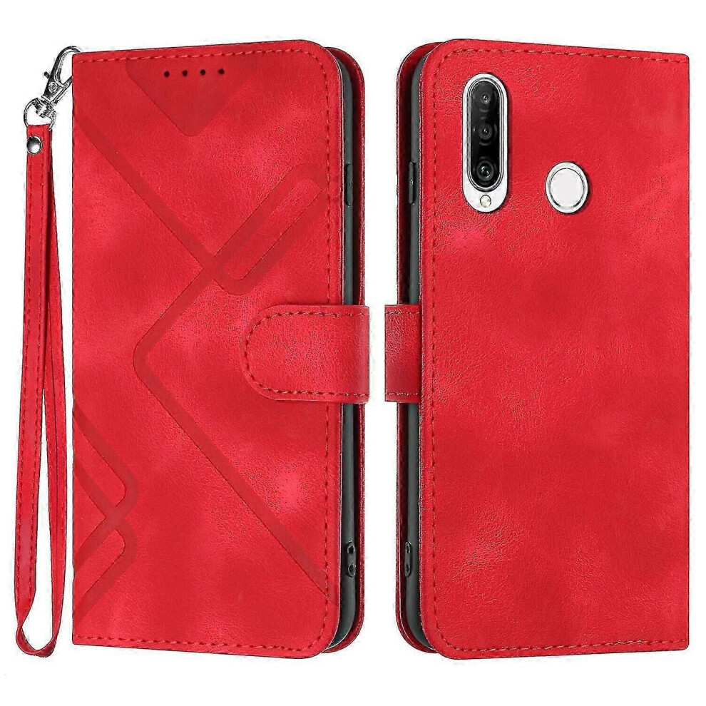 (Red) Compatible Leather Magnetic Flip Wallet Case For Huawei P30 Lite Cover Red 7624176673924
