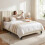 Levede King Beige Plush Upholstered Panel Bed 8