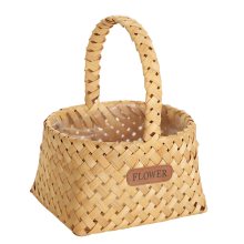 Cesta de flores de madera tejida, cesta de mano para arreglos florales, contenedor floral artesanal con asas cómodas para procesiones nupciales y el