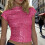 Women Sequined Backless Top Evening Feature Round Neck-White S 6